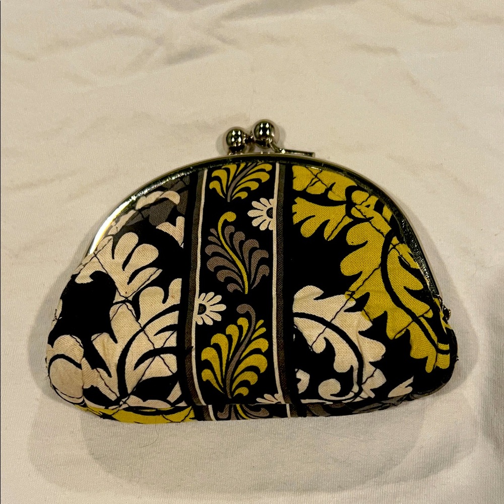 Vera Bradley Black and Yellow Floral kisslock wallet